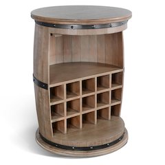 Sunny Designs Half Barrel Wine Bar with Metal Accents