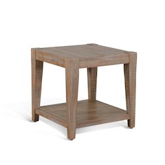 24" Modern Mindi Wood End Table in Weathered Brown