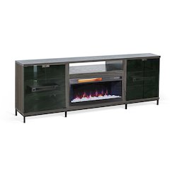 70" Media Console with Electric Fireplace, Grey Walnut Melamine