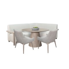 4-Piece Upholstered Dining Set with Round Table