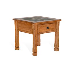 Sedona 26" Transitional Wood End Table in Rustic Oak