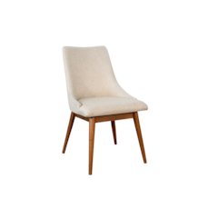 Mid-Century Modern Upholstered Dining Chair, Wooden Legs (Set of 2)