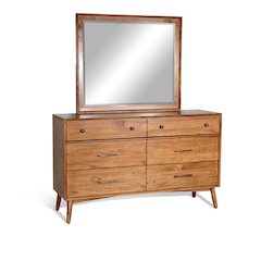 American Modern 6 Drawer Dresser with Mirror