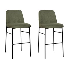 Erik Metal & Fabric Bar Chair (Set of 2), Green