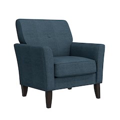 Alex Transitional Flared Arm Armchair in Blue Velour
