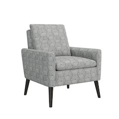 Mid-Century Modern Armchair in Gray and Cream Honeycomb