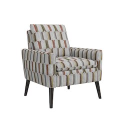 Mid-Century Modern Armchair in Brown, Green and Blue Stripe