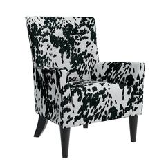 Shelter High Back Wingback Chair in Velvet Black Cow Print