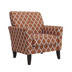 Alex Transitional Flared Arm Armchair in Orange Trellis