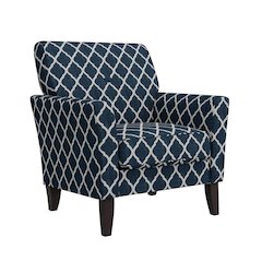 Alex Transitional Flared Arm Armchair in Blue Trellis