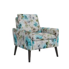 Allyson Mid-Century Modern Armchair in Blue and Gray Floral
