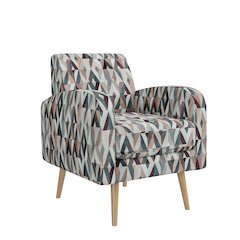 Mid-Century Modern Armchair in Multi-Color Red and Tan Prism