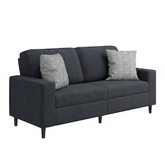 Small Space Sofa in Soft Comfy Charcoal Gray Corduroy Fabric
