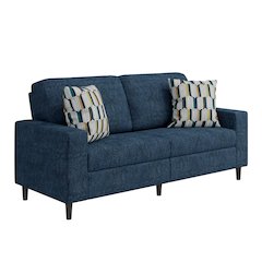 Small Space Sofa in Elegant Textured Blue Boucle Fabric