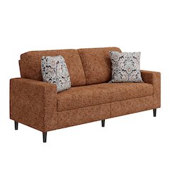 Small Space Sofa in Textured Terra Cotta Red Chenille Fabric