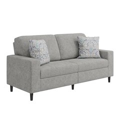 Small Space Sofa in Textured Sliver Pearl Chenille Fabric