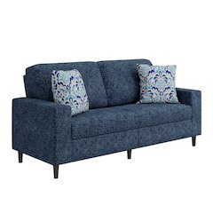 Small Space Sofa in Textured Navy Blue Chenille Fabric