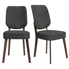 Upholstered Charcoal Gray Armless Dining Chairs (Set of 2)