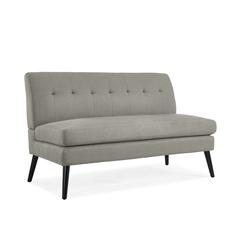 Armless Loveseat in Dove Grey Linen with Espresso Legs