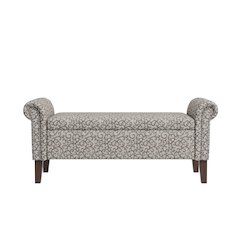 Rolled Arm Storage Ottoman in Tan Curly Vine