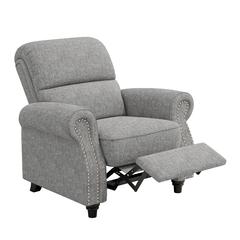 ProLounger Bustle-Back Pushback Recliner with Nailheads in Grey Chenille