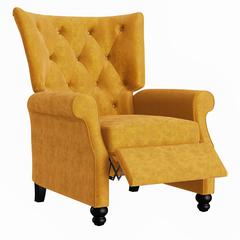 ProLounger Diamond Button-Tufted Pushback Recliner Chair in Mustard Gold Velvet