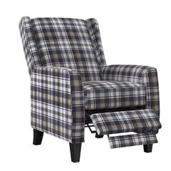 ProLounger Pushback Recliner in Plaid Grey Velvet