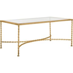 American Homes Collection Matilda Gold Leaf Glass Couture Coffee Table
