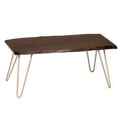 Seti Live Edge Coffee Table/Bench - Elm Top - Gold Base