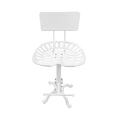 August Tractor Seat Barstool with Back - White