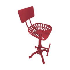 August Tractor Seat Barstool with Back - Red