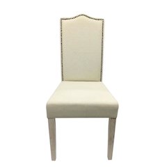 Rubberwood Parsons Dining Chair with Linen Seat, Natural Driftwood, Linen