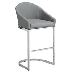 Torano 26" Upholstered Counter Stool - Chrome - Gray Upholstery