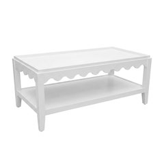 Rectangular Mango Wood Coffee Table with Lower Shelf in White Finish