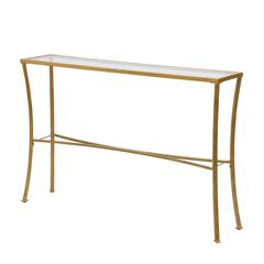 Palin Glass Top Console Table - Antique Gold