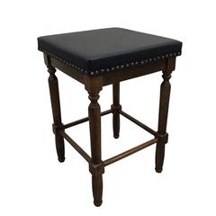 Biltmore Saddle Barstool - Set of 2 - Rustic - Black Upholstery