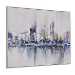 Cityscape Abstract Wall Art - Silver Frame - Medium