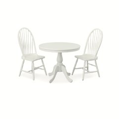 Fairview 36" Pedestal Dining Table with 2 Windsor Dining Chairs - Pure White