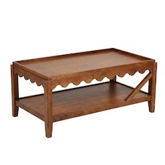 Rectangular Mango Wood Coffee Table with Lower Shelf, Transitional Style