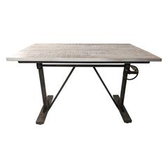 Brio Sit or Standing Adjustable Desk - Natural Driftwood Top - Aged Iron Base
