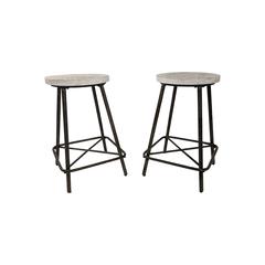 Illona 24" Counter Stool - Set of 2 - Natural Driftwood Seat - Aged Iron Base