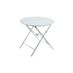 Bistro 30" Round Folding Outdoor Table - Umbrella Hole - White