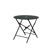 Bistro 30" Round Folding Outdoor Table - Umbrella Hole - Black