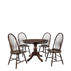 Fairview 36" Pedestal Dining Table with 4 Windsor Dining Chairs - Espresso