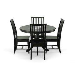 Fairview 42" Pedestal Dining Table with 4 Hudson Dining Chairs - Antique Black