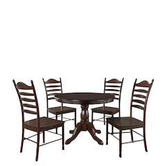 Fairview 42" Pedestal Dining Table with 4 Whitman Dining Chairs - Antique Black
