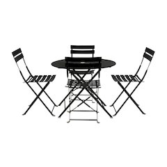 Bistro 36" Round Table Outdoor Set - Set of 5 - Black