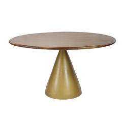 Gio 54" Pedestal Dining Table - Elm/Gold