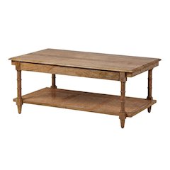 Natural Wood & Cane Coffee Table with Rectangular Design and Mango Wood Finish