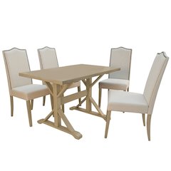 Florence Trestle Table and 4 Romero Parson Upholstered Chairs